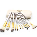 12合1高級米色美容化妝刷工具套裝，尺寸：22*29cm
