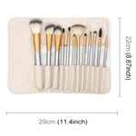 12合1高級米色美容化妝刷工具套裝，尺寸：22*29cm