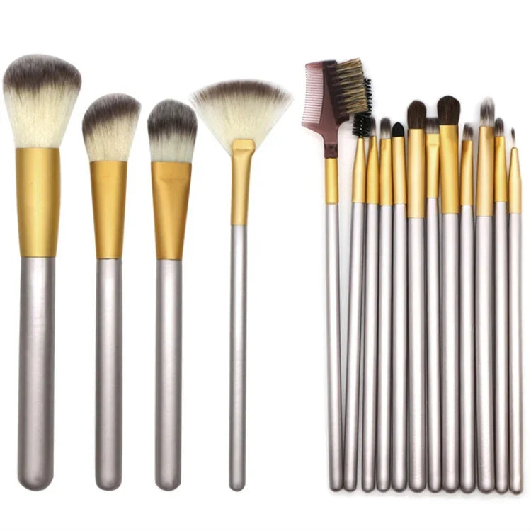 18合1高級米色美容化妝刷工具套裝，尺寸：25*46cm