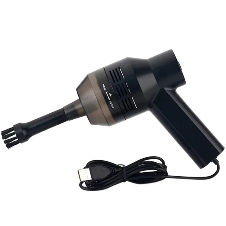 HK-6019A 3.5W便攜USB強力吸塵清潔器，電腦鍵盤刷嘴吸塵器手持清潔套件，適用筆記型電腦/寵物，USB線長1.8米，DC 5V（黑色）
