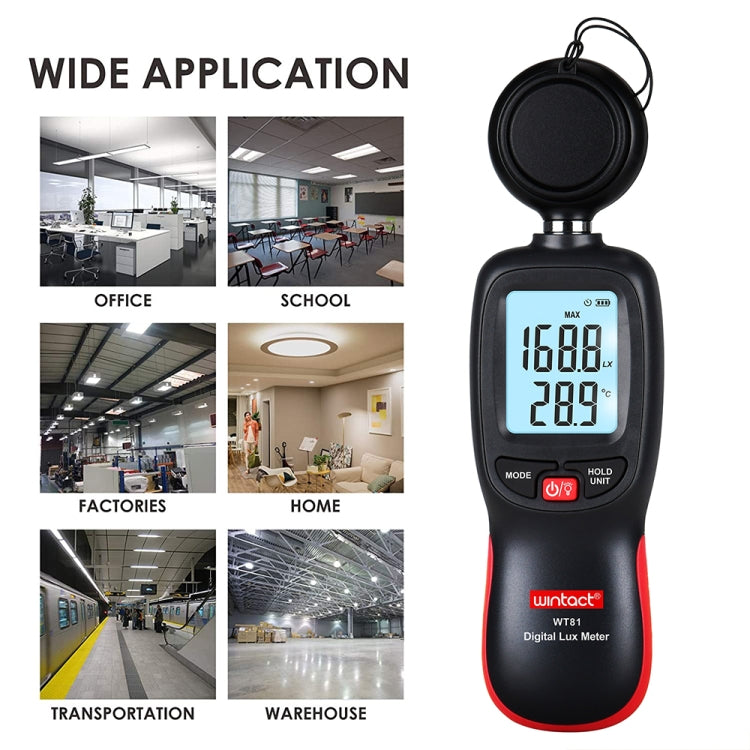 Wintact WT81數字光照度計，適用工廠/學校/家庭多種場合，量程：0-200,000 Lux