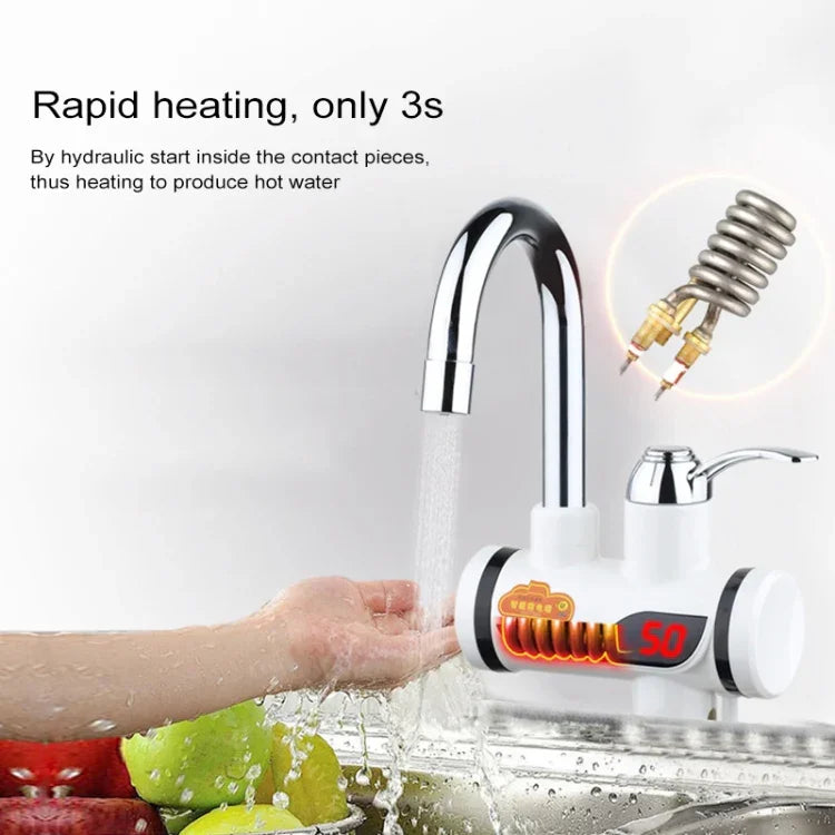3秒快速加熱電熱可旋轉水龍頭水龍頭帶數位顯示，220V，尺寸：L，數位顯示 / 尺寸：L