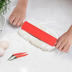 kn055 實木手柄矽膠擀麵棍 不沾黏食物餃子棒，長度：23cm，隨機色發貨，23cm