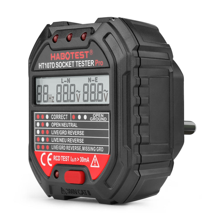 HABOTEST HT107D 多功能數位顯示插座測試器，HT107D（美規插頭）、HT107D（英規插頭）、HT107D（歐規插頭）