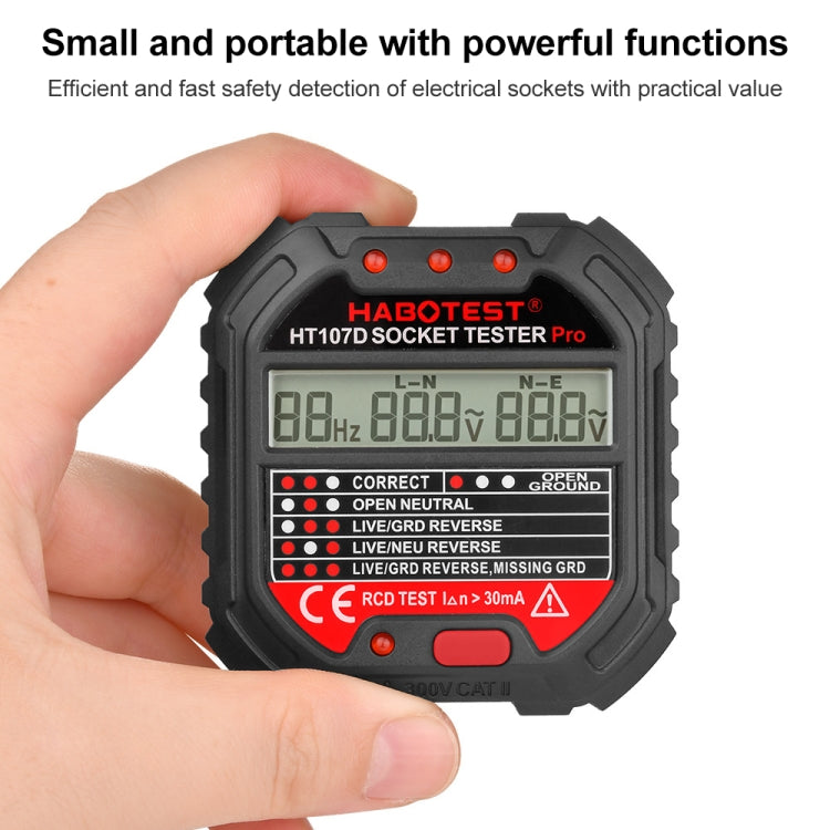 HABOTEST HT107D 多功能數位顯示插座測試器，HT107D（美規插頭）、HT107D（英規插頭）、HT107D（歐規插頭）