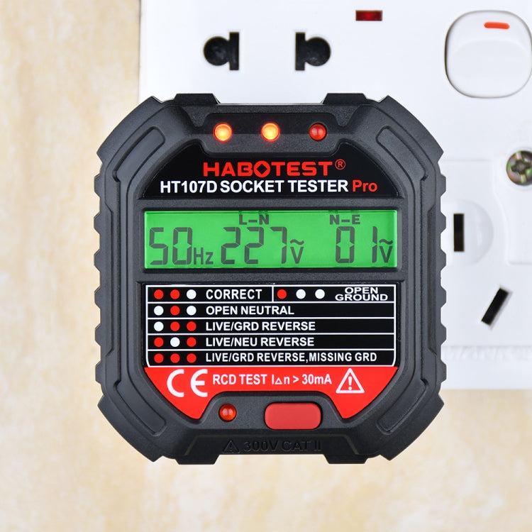 HABOTEST HT107D 多功能數位顯示插座測試器，HT107D（美規插頭）、HT107D（英規插頭）、HT107D（歐規插頭）