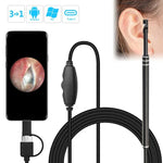 i96 3 合 1 USB 耳鏡檢查高清 0.3MP 攝像頭視覺耳勺，適用於 OTG 安卓手機、PC 和 MacBook，1.85 米長線，3 合 1 黑色 0.3MP