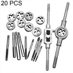 20 PCS Multi-specification Tap and Die Combination Set Hand Metric Wire Tapping Wrench Winch, 20 PCS