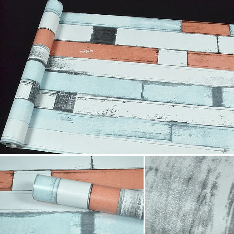 木石創意3D石磚裝飾牆紙貼臥室客廳牆面防水牆紙卷，尺寸：45 x 1000cm，木石