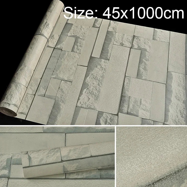 青雲石創意3D石磚裝飾壁紙貼紙臥室客廳牆面防水壁紙卷，尺寸：45 x 1000cm，青雲石