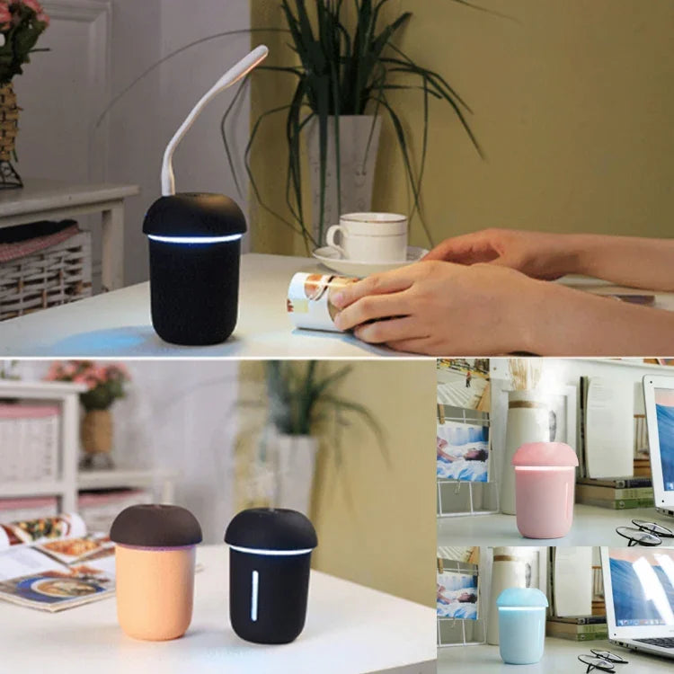 3合1多功能USB充電蘑菇造型電動香薰精油超聲波香薰冷霧加濕器帶擴展USB接口