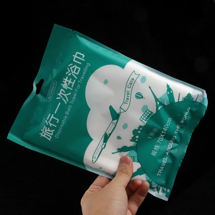 便攜一次性旅行棉浴巾，尺寸：140x65cm，一次性浴巾