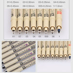 2支檔案用顏料墨水細線筆筆尖漫畫Micron筆，0.5mm、0.25mm、0.3mm、0.35mm、0.45mm