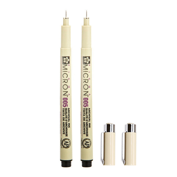 2支檔案用顏料墨水細線筆筆尖漫畫Micron筆，0.5mm、0.25mm、0.3mm、0.35mm、0.45mm