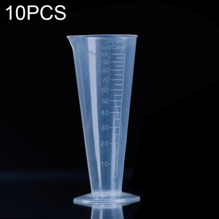 10個100ml食品級PP塑料燒瓶數字錐形量杯圓柱刻度量杯實驗室工具，100ml
