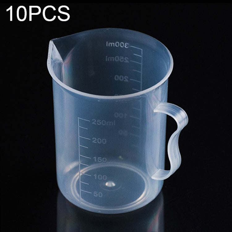 10個250ml食品級PP塑膠瓶數字量杯圓柱刻度量杯實驗室工具，250ml