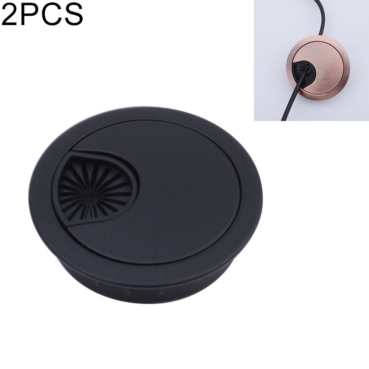 2片桌面電腦鋅合金圓形穿線盒蓋，孔徑：53mm（亮金色），53mm