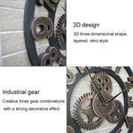Retro Wooden Round Single-sided Gear Clock Rome Number Wall Clock, Diameter: 40cm, Rome Number  40cm