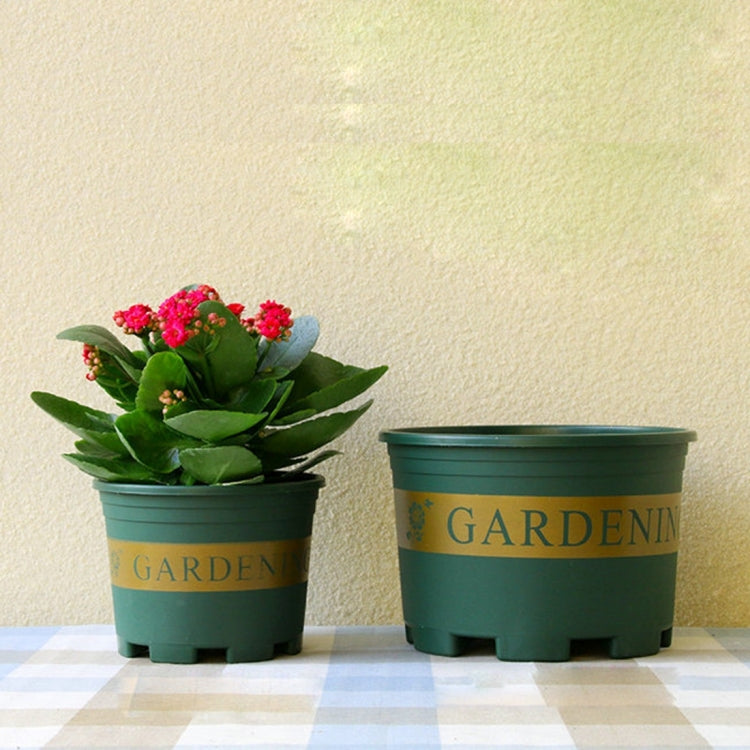 花盆 植物苗圃盆 塑料盆 創意加侖盆 帶托盤，尺寸：12*16*12cm，隨機文字背景色配送，12*16*12cm
