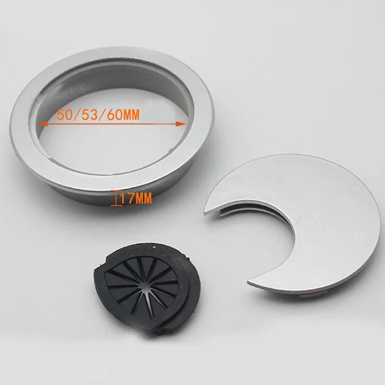 10片桌面電腦塑料圓形穿線盒蓋，孔徑：53mm，53mm