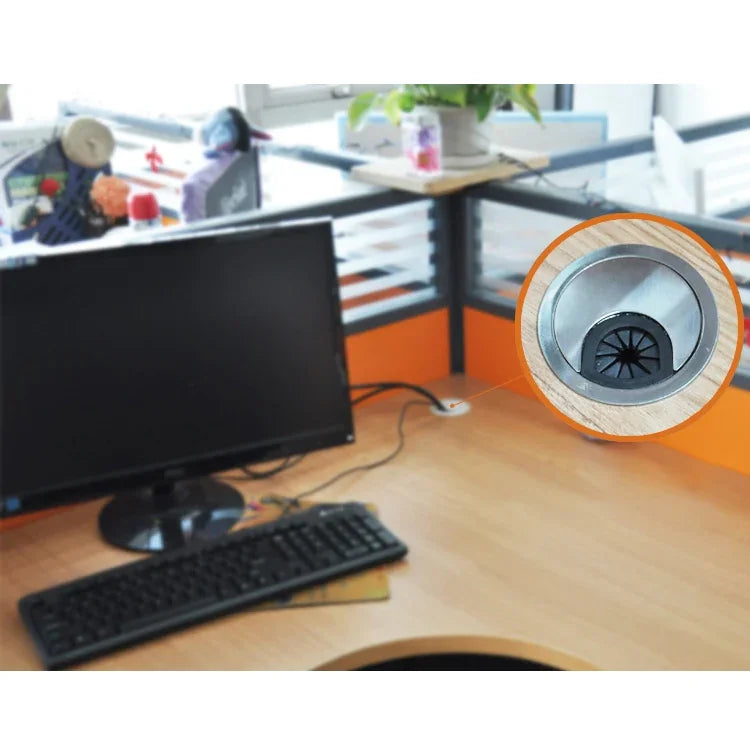 10片桌面電腦塑料圓形穿線盒蓋，孔徑：53mm，53mm