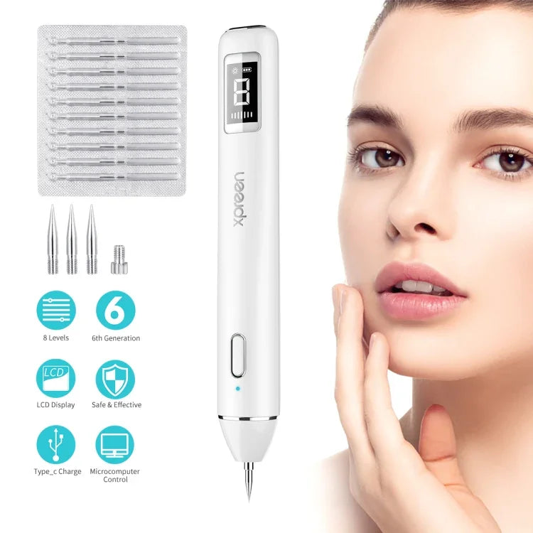Xpreen XPRE061 專業暗斑去除器 雀斑紋身充電式疣痣去除器，帶LED螢幕和聚光燈