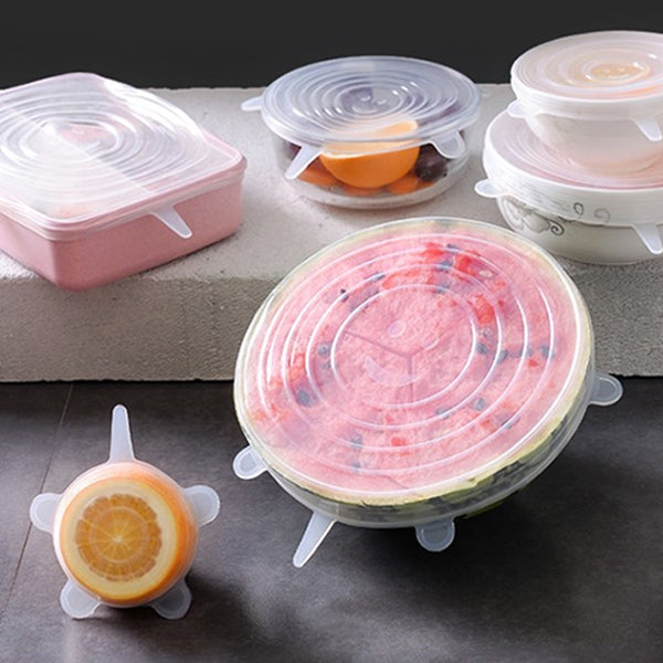 6件裝食品級矽膠密封蓋保鮮蓋，矽膠密封蓋