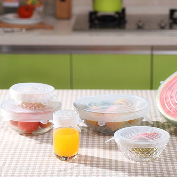6件裝食品級矽膠密封蓋保鮮蓋，矽膠密封蓋
