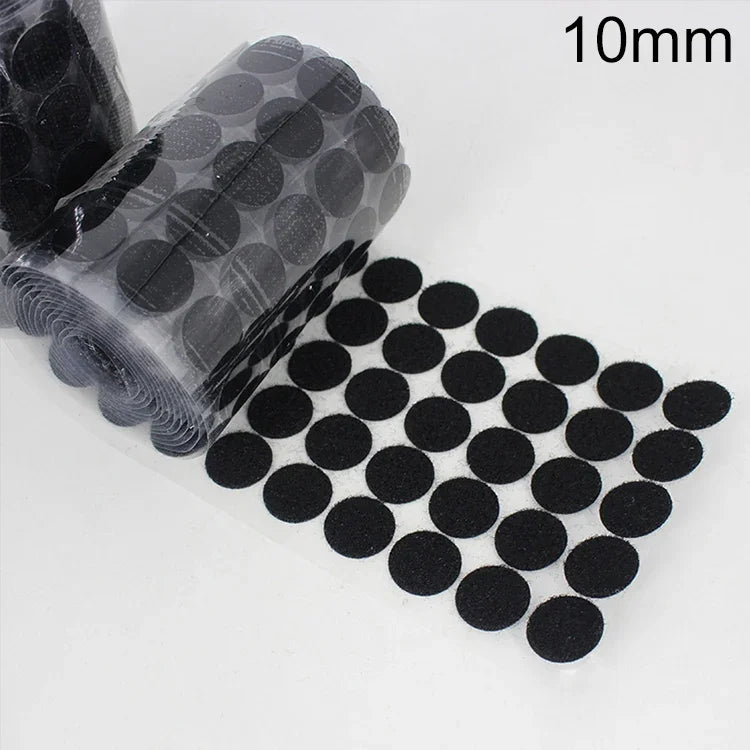 1000 件 10mm 圓形尼龍黏扣帶，10mm（黑色），10mm（白色）
