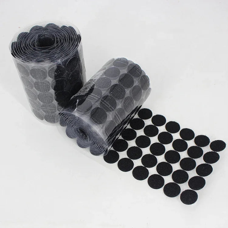 1000 件 10mm 圓形尼龍黏扣帶，10mm（黑色），10mm（白色）