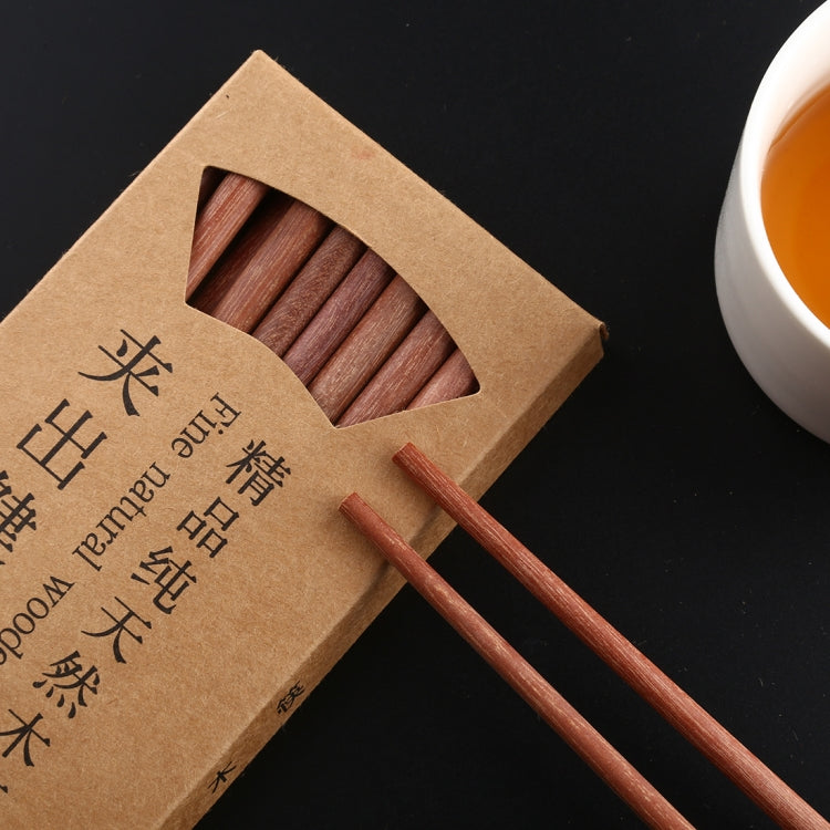 10雙天然紅檀木防滑筷子