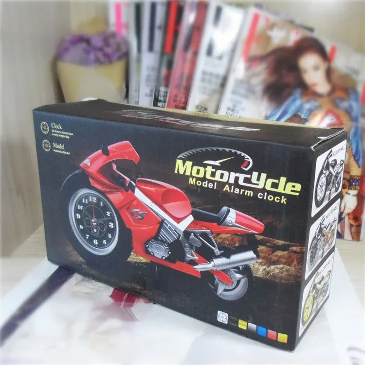 創意藝術摩托車鬧鐘桌鐘模型，家用擺飾
