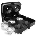 新款4腔鑽石形3D冰塊模具製作器酒吧派對矽膠托盤巧克力模具廚房工具，鑽石形