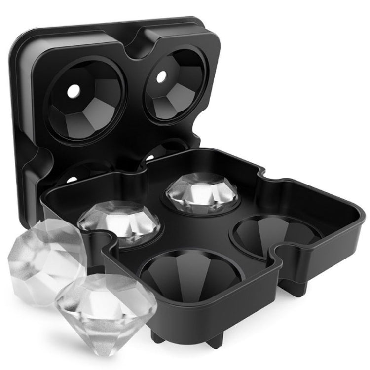 新款4腔鑽石形3D冰塊模具製作器酒吧派對矽膠托盤巧克力模具廚房工具，鑽石形