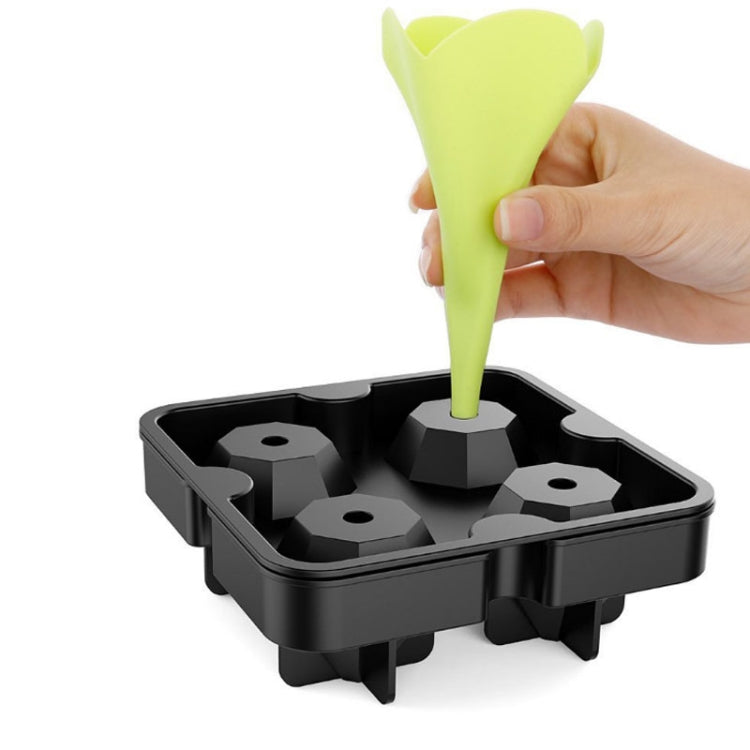 新款4腔鑽石形3D冰塊模具製作器酒吧派對矽膠托盤巧克力模具廚房工具，鑽石形