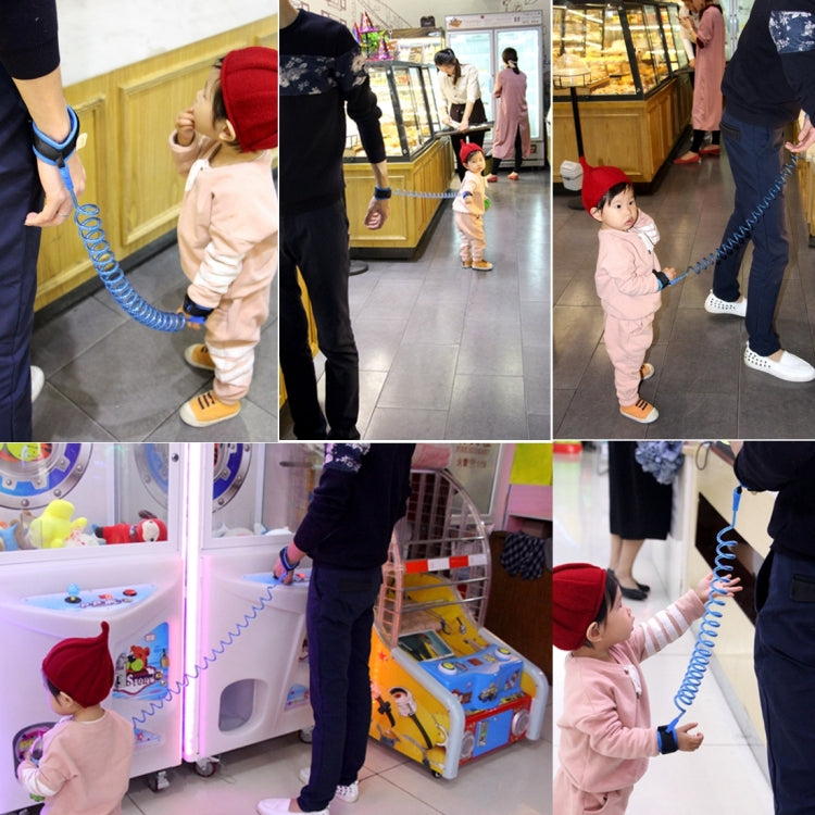 兒童安全帶防走失手腕連接牽引繩防走失手環，長度：2m，2m橙色，2m藍色