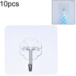 10個PVC+不鏽鋼薄梅花形無縫粘貼掛鉤防水透明強力粘掛鉤廚房牆掛，薄款