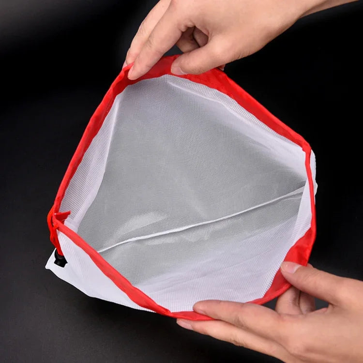 10個雙線加固可重複使用水果三明治袋網狀收納袋，尺寸：30cm x 20cm，隨機顏色發貨，尺寸：30cm x 20cm