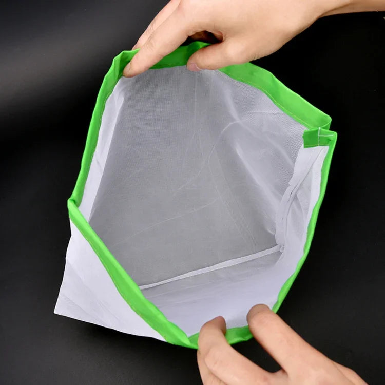 10個雙線加固可重複使用水果三明治袋網狀收納袋，尺寸：30cm x 43cm，隨機顏色發貨，尺寸：30cm x 43cm