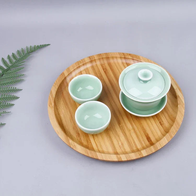 家用創意簡約圓形竹製茶盤迷你茶桌，直徑：30公分，直徑：30公分