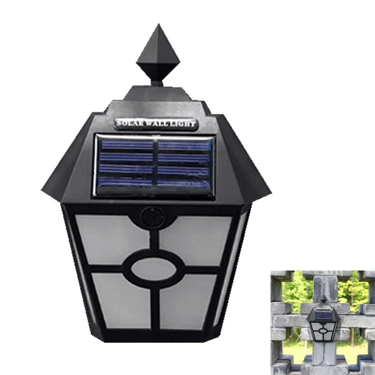 太陽能復古六角形LED壁燈 戶外感應控制景觀燈