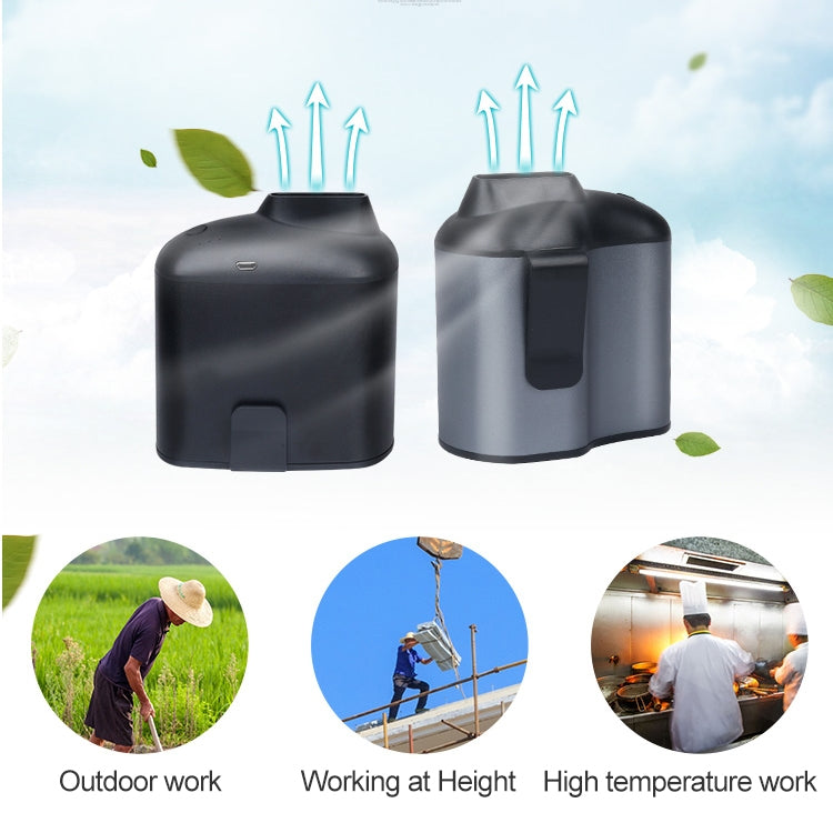 便攜創意掛腰 USB 風扇，三段可調風速，黑色，灰色