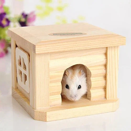 寵物平頂木屋小動物兔子倉鼠籠，平頂木屋
