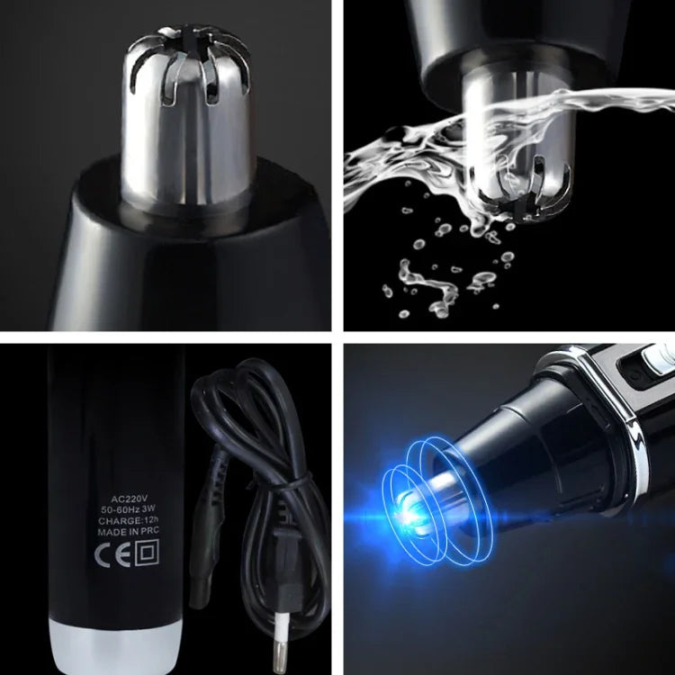 SPORTSMAN四合一充電式耳鼻毛修剪器電動剃鬚刀鬍鬚臉部眉毛修剪器男士用，美規插頭（黑色，110V），美規插頭