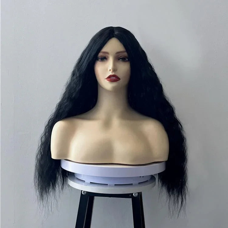 Corn Blanching Long Curly Hair Wig Headgear for Women