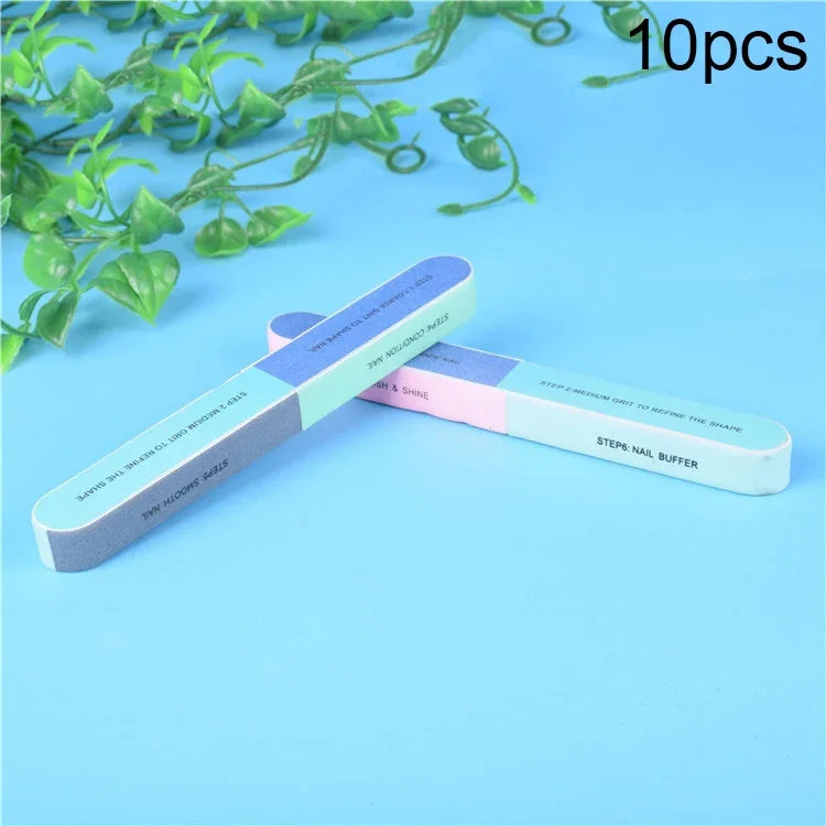 10片七面拋光條指甲銼緩衝器拋光器，用於手指甲和腳趾甲，1片七面