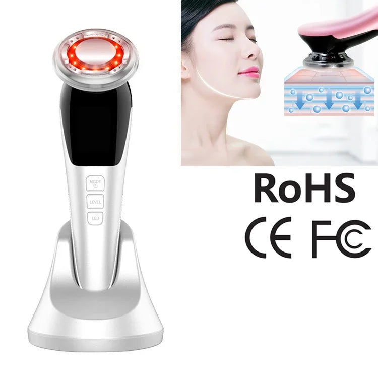 BLK-D818 臉部美容儀熱冷彩光皮膚再生儀 EMS 微電流美容導入儀，BLK-D818（粉色），BLK-D818（白色）