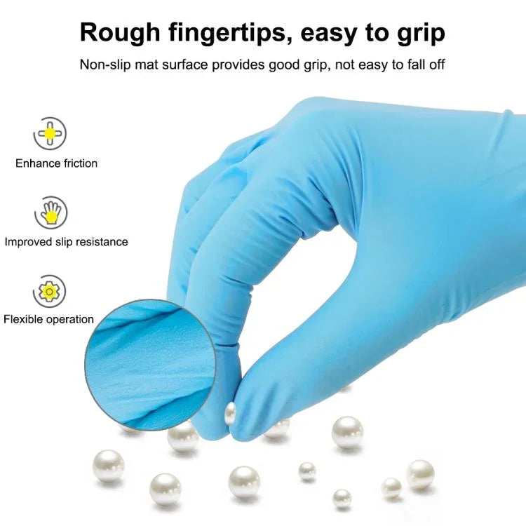100pcs Blue Disposable Butyronitrile Gloves Housework Supplies, Size: L, Suitable for Palm Width: 9cm-10cm, New / Old Packing Box Random Delivery, Size: L