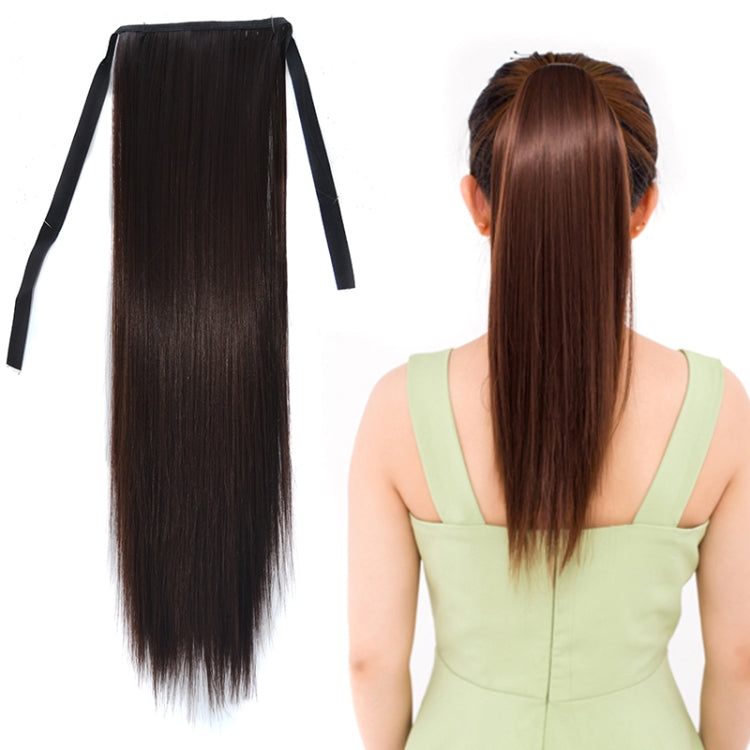自然長直髮馬尾繃帶式假髮馬尾，女性用，長度：45cm，45cm