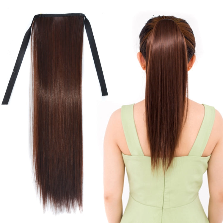 自然長直髮馬尾繃帶式假髮馬尾，女性用，長度：45cm，45cm
